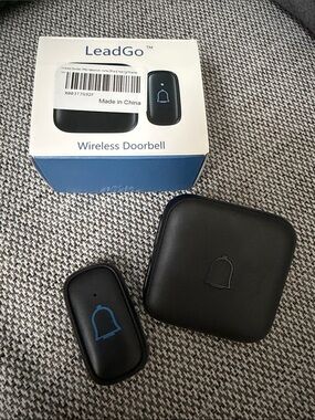 LeadGo Wireless Doorbell Receiver and Button - Black with Blue Accent